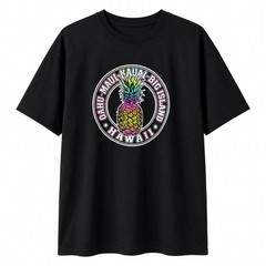 Black Crewneck Short Sleeve T-Shirt Unisex L/XL Hawaii Oahu Pineapple Graphic