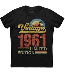 Birthday Gift Classic Old Vintage 1961 Limited Edition Rainbow Palm Tree T-shirt