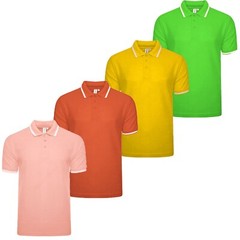4 Pack Mens Polo Shirt Short Sleeve Tipping Plain Pique Top Casual TShirt Tee
