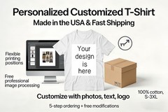 Personalized Custom Photo T-Shirt Gift for Dad Fathers Day Soft Cotton