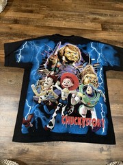 Chucky Toy Story Shirt Size XL Boot AOP Tee Tultex Tag Single Stitch Deadstock
