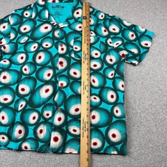 Universal Studios Villain-Con Shirt Mens XL Teal Minion Eye Print Rayon Button