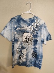 A-Lab Never Grow Up Blue Tie Dye Men’s T Shirt Large Skull Psychedelic Print