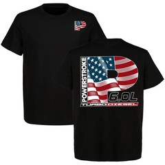 6.0L Powerstroke Turbo Dsel USA Flag 2-Sided T-Shirt, Parts Shirt For Truck