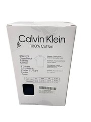 Pack of 3 Calvin Klein Cotton Classics Slim Fit Crew Neck T-Shirts Black Small