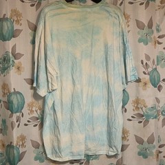 SunA 2XL Blue White Tie-Dye Crew Neck Short Sleeve Cotton Tee Tear Away