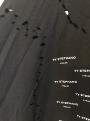 Men’s T Shirt T-Shirt XL 1X TY STEPHANO Black Distressed Graphic Hip Hop Grunge