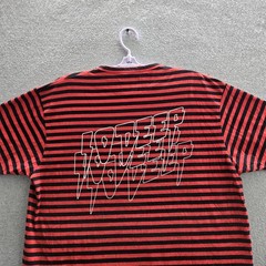 10 Deep Men Shirt XL Red Embroidered Striped Logo Spellout Grunge Skater Y2K