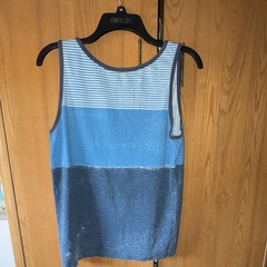 Arizona Jean Co. Men’s S Blue/White Cotton Crew Neck Sleeveless Striped T-Shirt