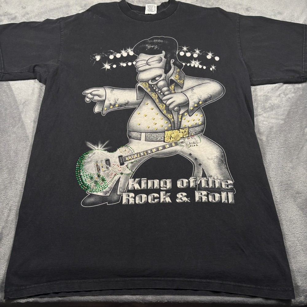 Vintage Pro Max T-Shirt Mens 3XLT Black Elvis Simpsons King Of The Rock & Roll