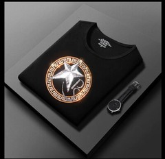 New Fashion Star Rhinestones Summer Short Sleeve Luxury Men Cotton T-Shirt