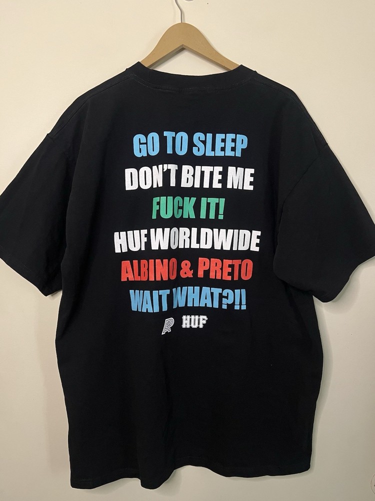 HUF Worldwide AP Albino & Preto Black T Shirt Size XL