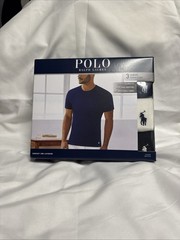 POLO RALPH LAUREN Men’s XL Slim Fit Crewneck 3 Pack T-Shirts Navy Wht Blk NEW
