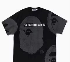 A Bathing Ape BAPE Men’s L Black/Gray Cotton Graphic Logo Crew Neck T-Shirt