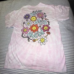 A-Lab Better Days Ahead Pink Tie Dye Graphic T-Shirt Mens Medium Smiley Flower