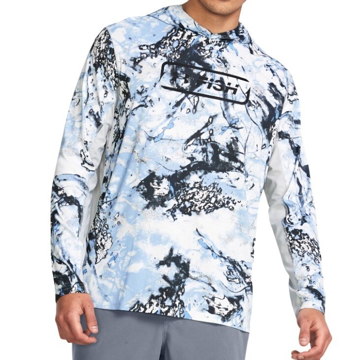 Under Armour 1383576 UA Men’s Fish Pro ISO-Chill Carolina Blue Camo Hoodie Shirt