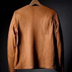 New men’s brown leather T-Shirt Real Soft slim fit Lambskin leather round neck
