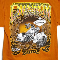 2010 Motorcycle Rally USA Laughlin Nevada Mens T-Shirt Tee Burnt Orange Medium