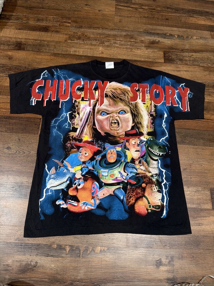 Chucky Toy Story Shirt Size XL Boot AOP Tee Tultex Tag Single Stitch Deadstock