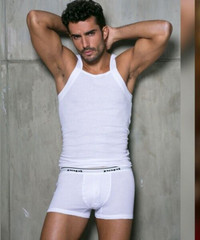 Papi Premium Cotton Modern Square Neck Tank Style Medium White Ribbed