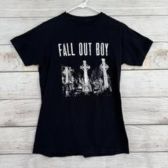 Fall Out Boy Graphic T-Shirt Mens Small Black Cemetery Crosses Band Merch