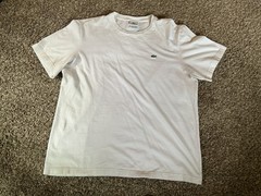 Lacoste white men’s tshirt w logo patch 100% cotton Size 6/XL