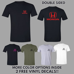 Honda Classic 2 Sided T-Shirt FREE DECALS Accord Civic Prelude Odyssey Pilot CRV