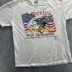 Vintage America Will Remember Shirt Mens Large 9/11 Patriotic Bald Eagle 2000s
