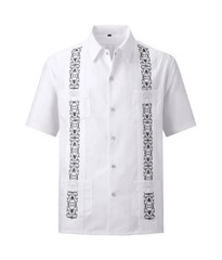 2026 Men’s Guayabera Shirts Zipper Lapel Traditional Casual Short Sleeve Shirt F