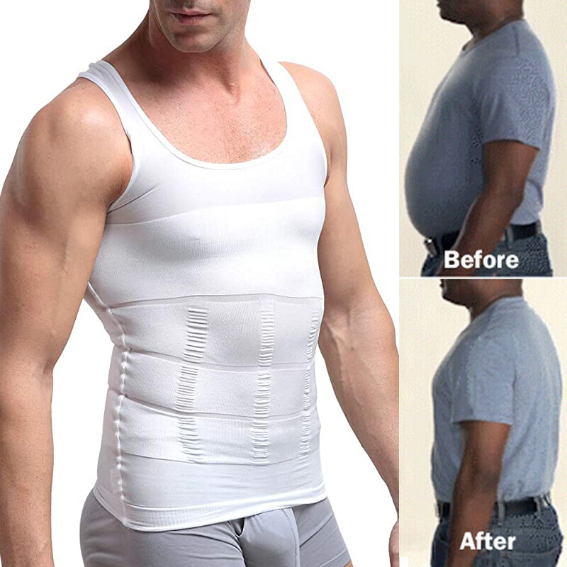 Men’s Shaper Cooling T-Shirt Compression Tummy Vest Underwear Slimming Tank Tops