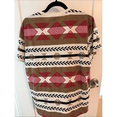 American Rag Red, Brown & White Tribal Print Short Sleeve Tee Boho Festival