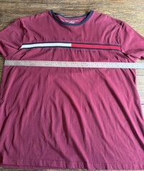 Tommy Hilfiger Men’s Burgundy Colorblock Logo Crew Neck Cotton Knit Tee 3XL