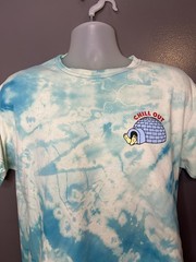 Chill Out Igloo Shirt Mens Medium Blue Tie Dye Graphic Tee Winter Funny Snow