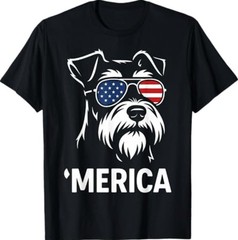 Patriotic Miniature Schnauzer Dog ‘Merica 4th of July Funny T-Shirt
