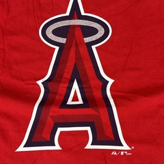 Vintage MAJESTIC T Shirt Size XL Red LA ANGELS Big A Silver Halo 2008 MLB