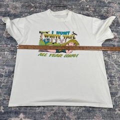 Vintage I Hunt White Tail All Year Long Shirt Size L / XL Hunting 90s Comic Joke
