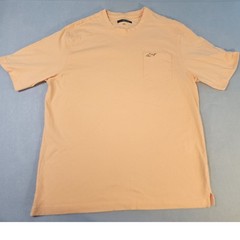 Greg Norman Pocket T-Shirt Mens XL Peach Excellent Shark Logo Cotton Tee