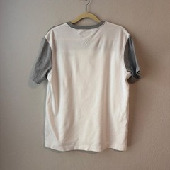 Vintage Y2K Tommy Hilfiger White Gray Shirt Cotton M Nautical Preppy Coastal Men