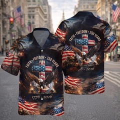 America 250th Anniversary Hawaiian Shirt, 250 Years Of Freedom Button Shirt