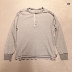 Woolrich Mens Lightweight Stretch Cotton Henley Thermal L Gray Waffle Knit LS