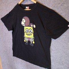BAPE Baby Milo x SpongeBob Black Graphic Tee Men’s XL Rare Vintage Streetwear