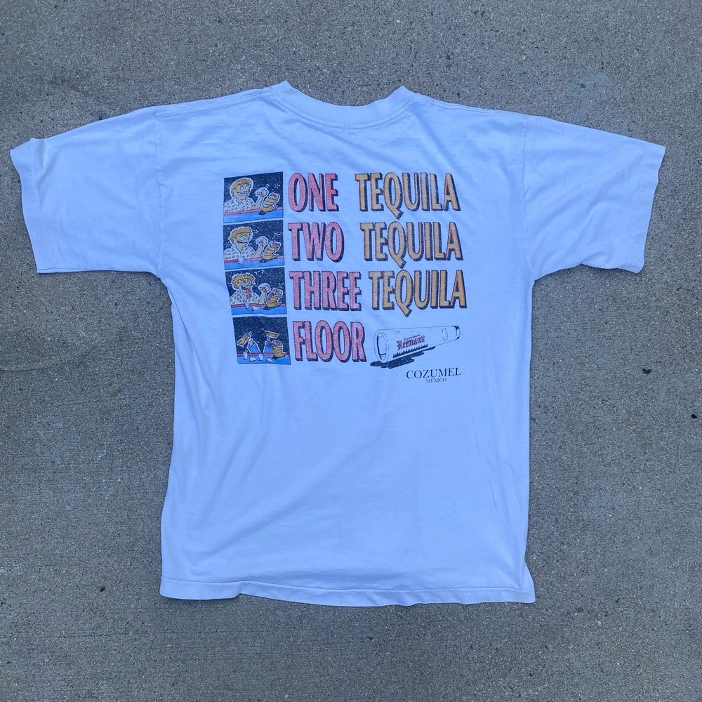Vintage 80s 90s Tequila Mexico Tee Shirt Cozumel Distressed Super Thin Soft