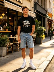 Father’s Day Custom Name Image Tee Warm Gift For Beloved Dad Daily Wear Shirt