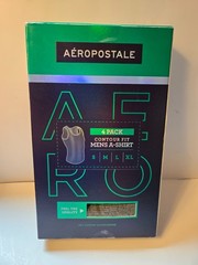 AEROPOSTALE 4Pack Men Med Logo Ribbed Tanks A Shirt Black Charcoal Gray White