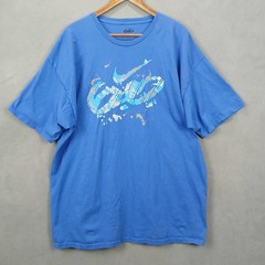 Nike 6.0 T-Shirt Mens 2XL Blue Splatter Logo 100% Cotton Drop Shoulder Crew Neck
