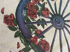 1980s Grateful Dead Long Sleeve Bertha Wagon Wheel and Roses T Shirt XL