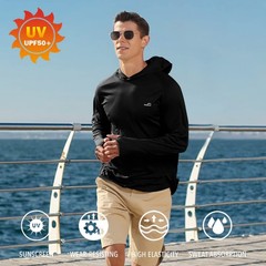 Men’s UPF 50+ UV Sun Protection Hoodie Long Sleeve Rash Guard Hiking Fishing …