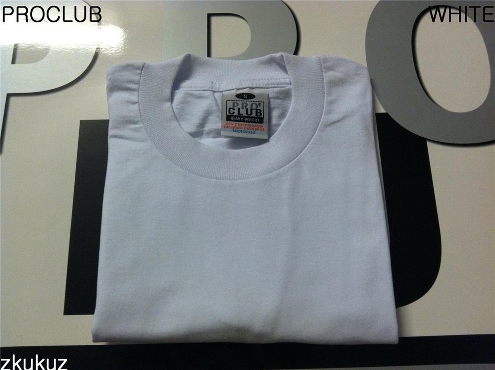 3 NEW PROCLUB HEAVY WEIGHT T-SHIRT WHITE PLAIN PRO CLUB BLANK S-7XL 3PC