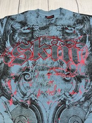 VGC! VTG Skin Industries AOP Graphic T-Shirt Y2K *Sz Medium – Read/See Pics