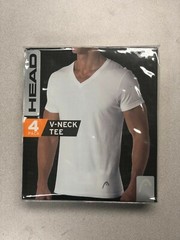 NEW*HEAD Men’s 4 Pack Classic Cotton White V-Neck T-Shirt Undershirt – Size S, M